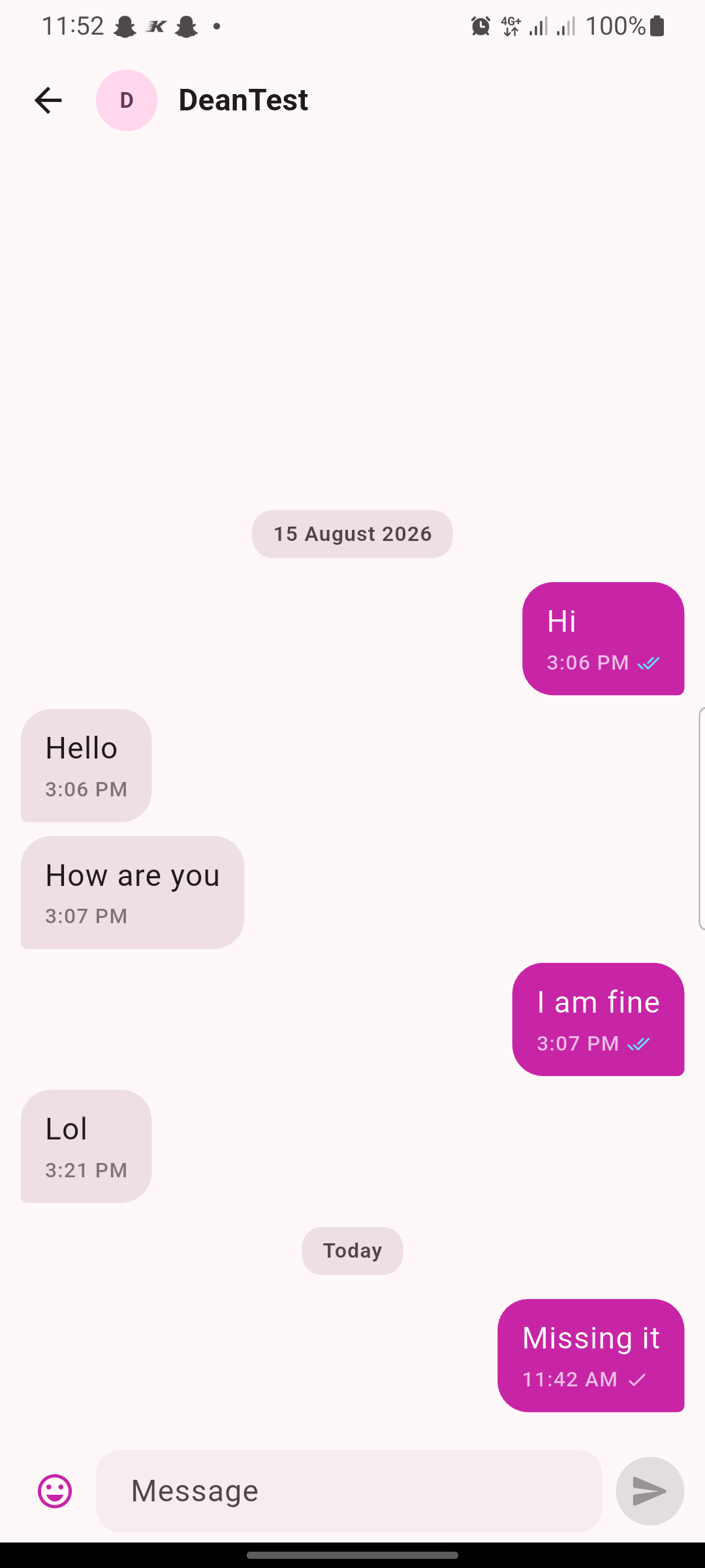 Online conversation with delivery and read ticks